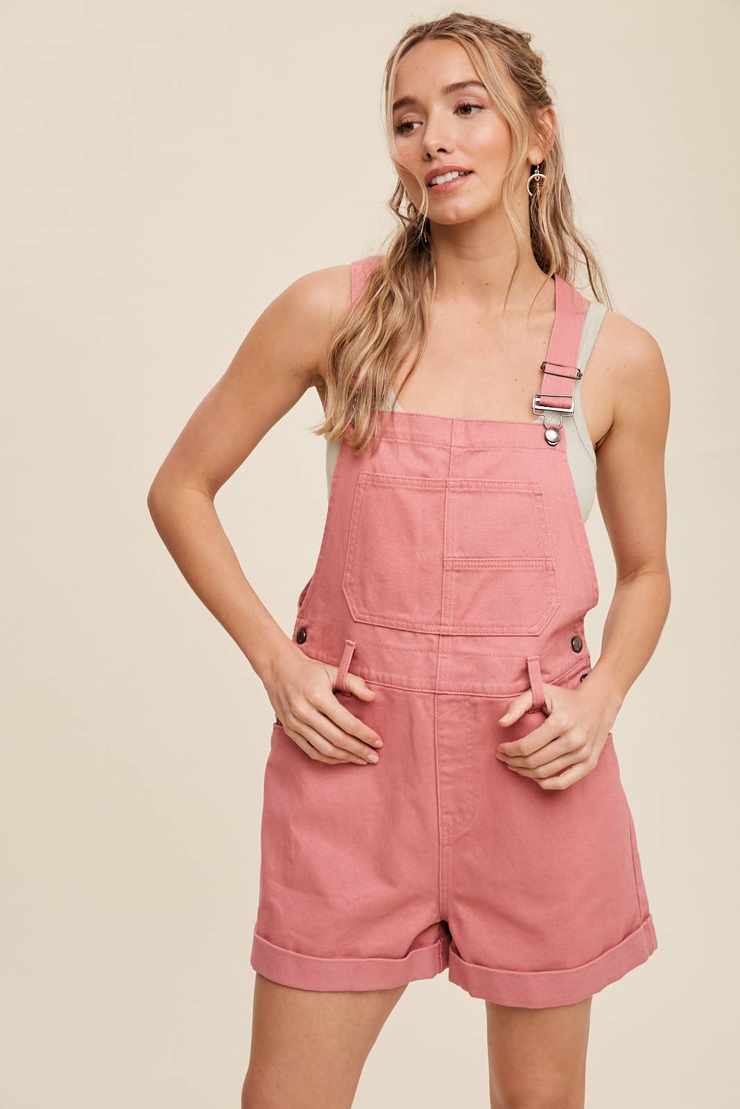 Listicle - Washed Cotton Twill Short Overalls