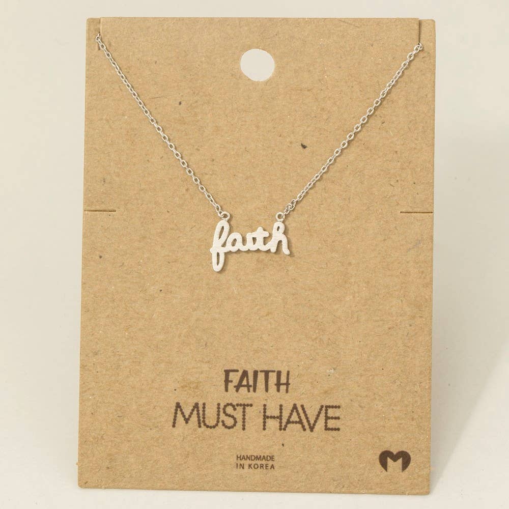 Fame Accessories - Handwritten Faith Pendant Necklace