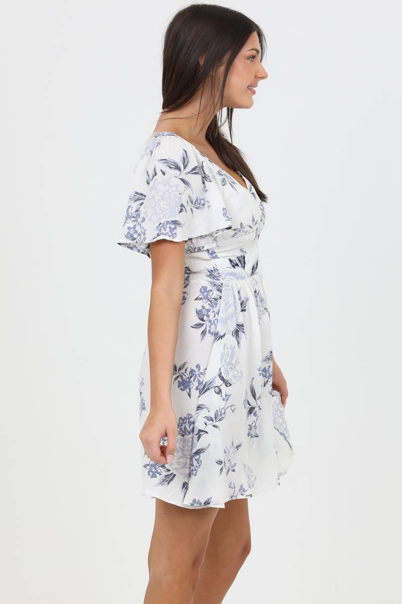 ANGIE -V NECK TWIST FRONT SHORT SLEEVE CUT OUT DRESS