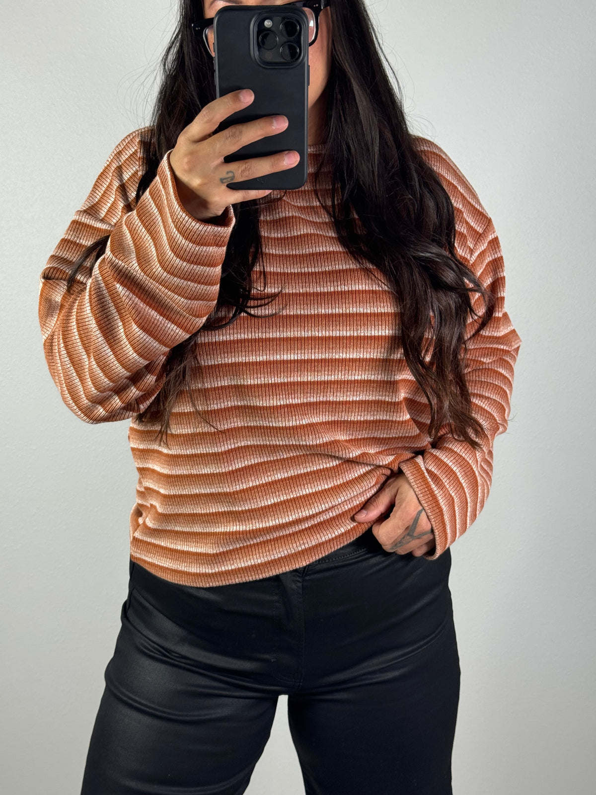 Sunset Daydream gradient stripe long sleeve knit top