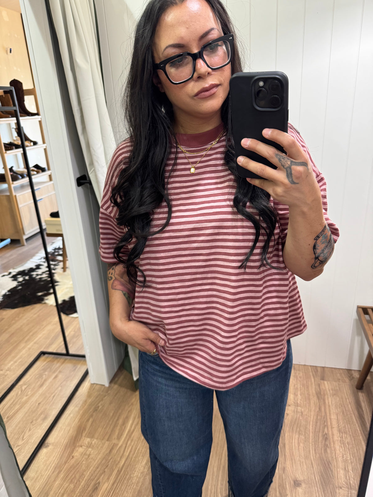 Chillaxin For Sure stripe slub oversize tee