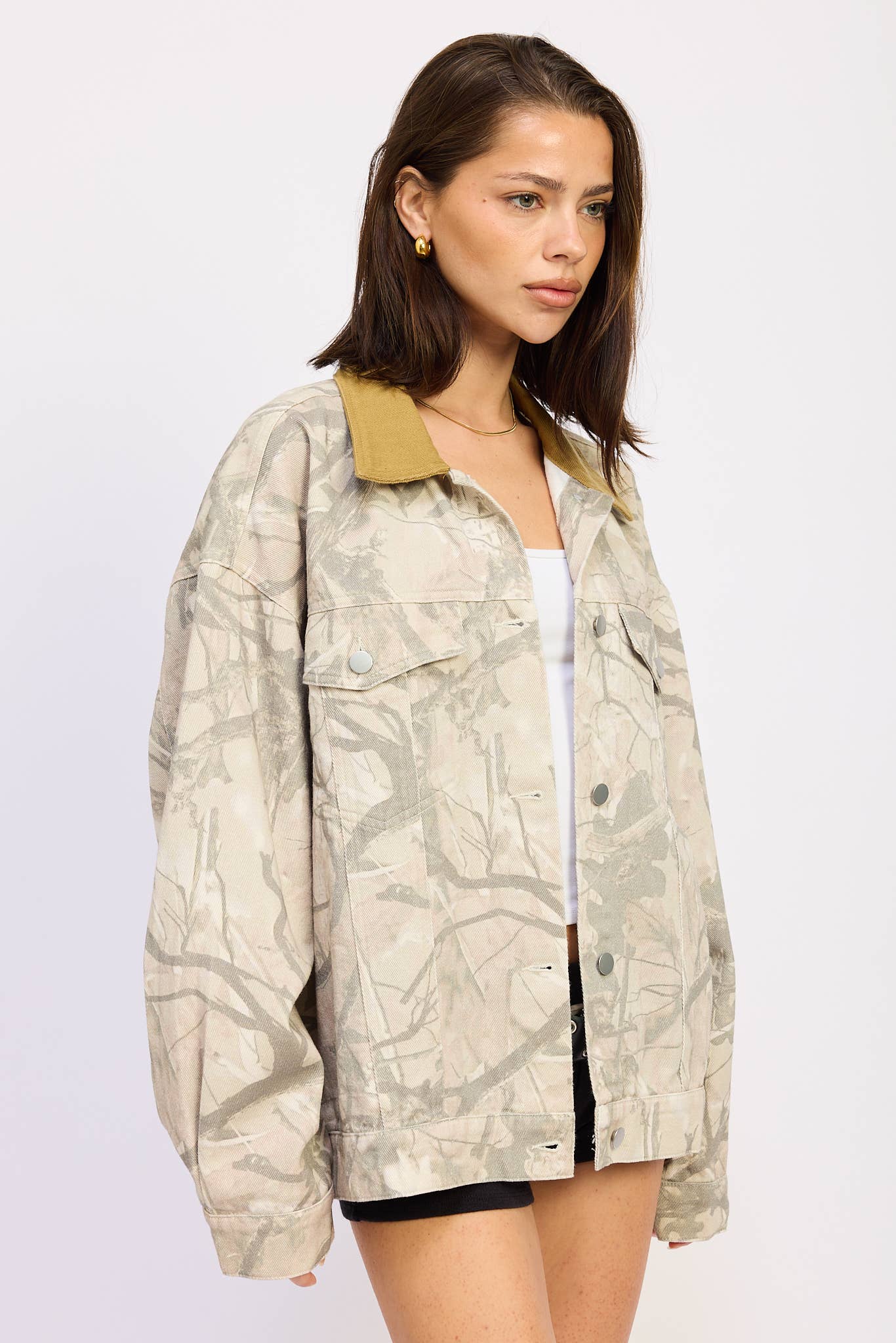 Emory Park - WOOLAND CAMO OVERSIZED TRUCKER JACKET