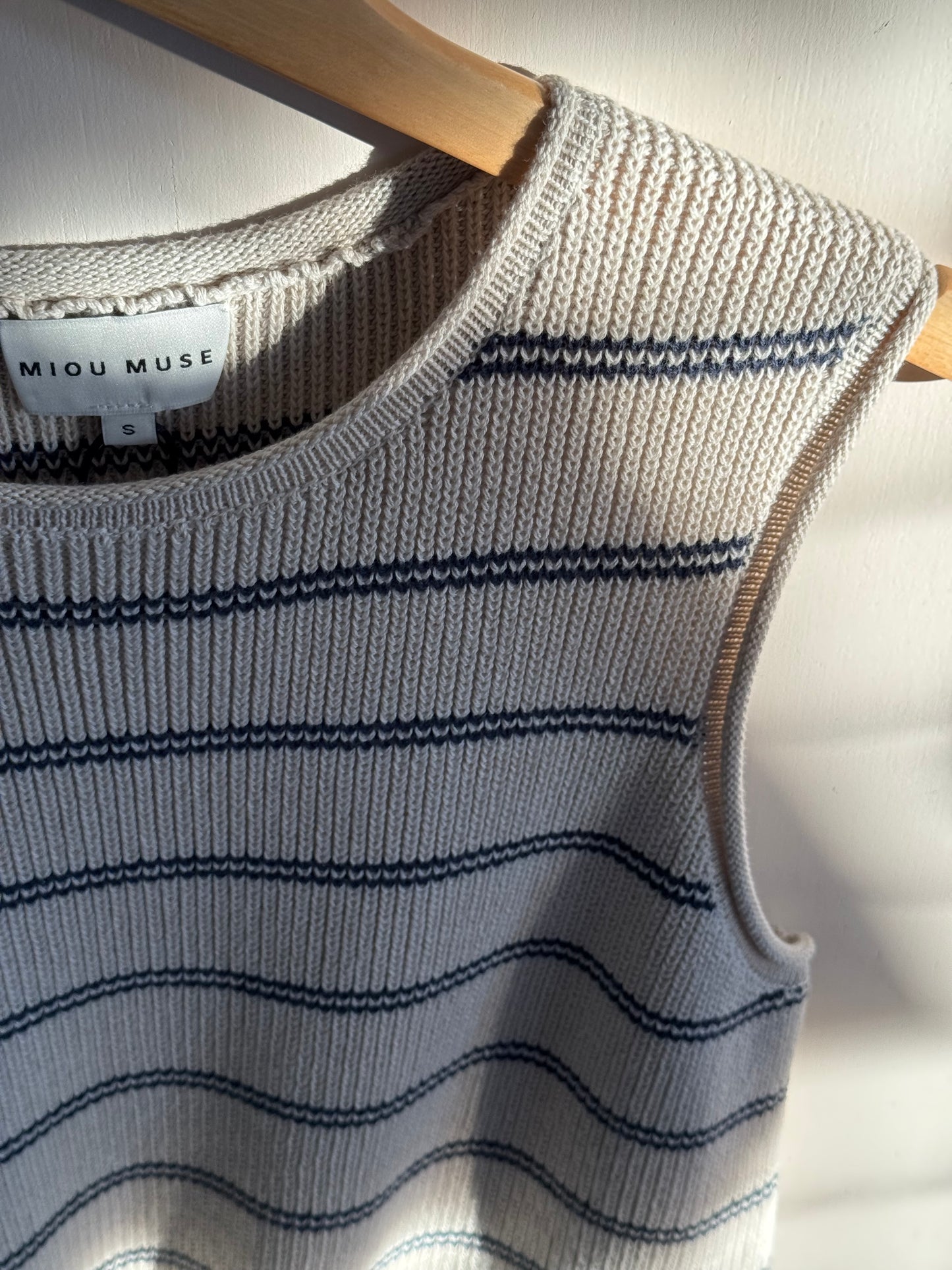 Miou Muse - Striped Pattern Knit Tank Top