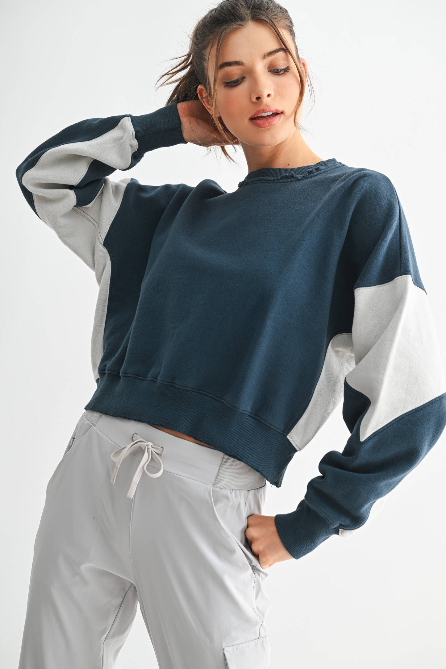 Mono B - Vintage Vibes Color Block Sweatshirt