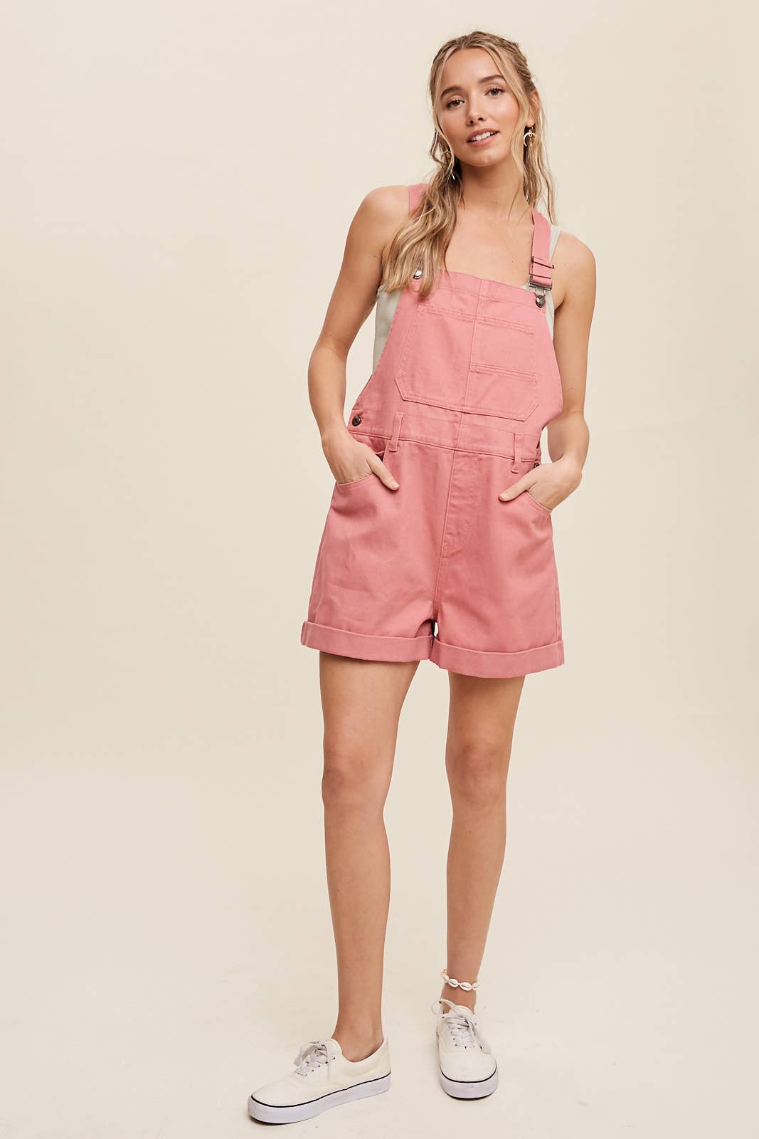 Listicle - Washed Cotton Twill Short Overalls