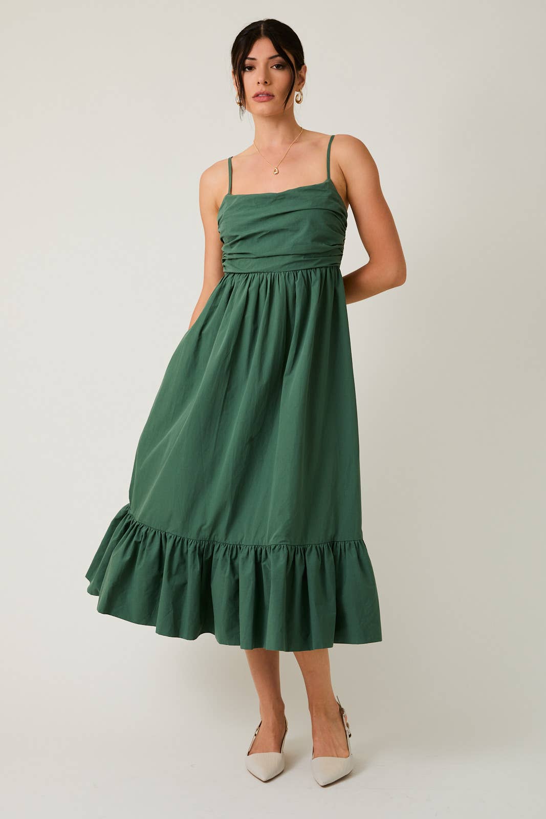 Sunday Edition by LE LIS - SLEEVELESS SHIRRING TOP TIERED MIDI DRESS