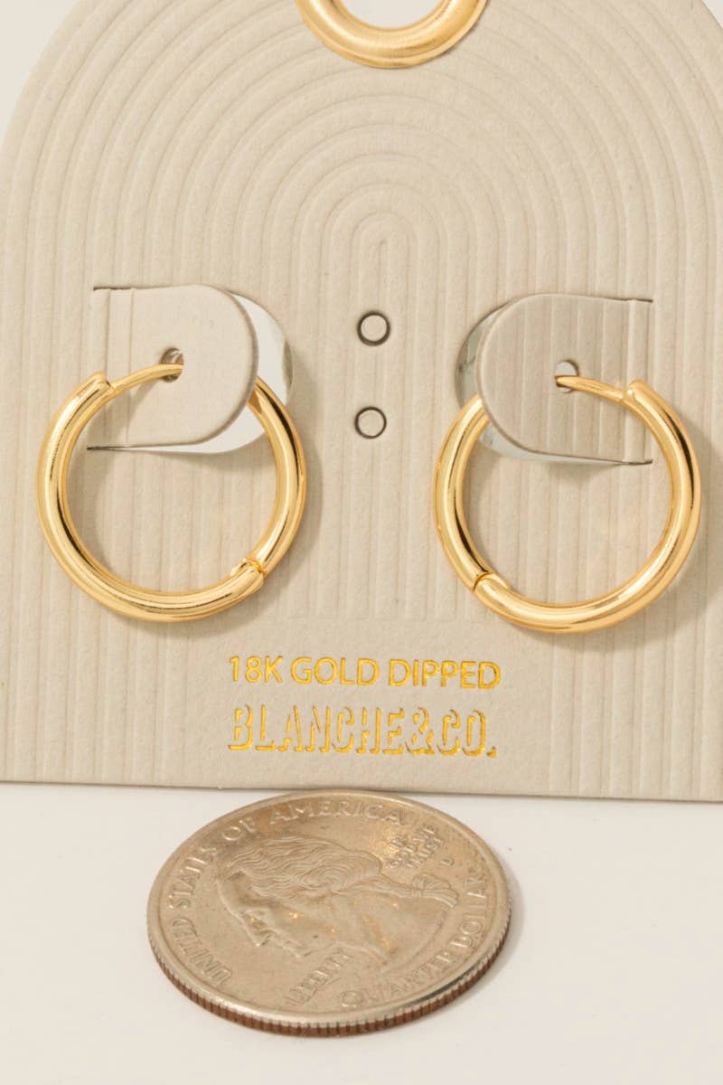 Fame Accessories - Gold Dipped Thin Tube Hinge Hoop Earrings