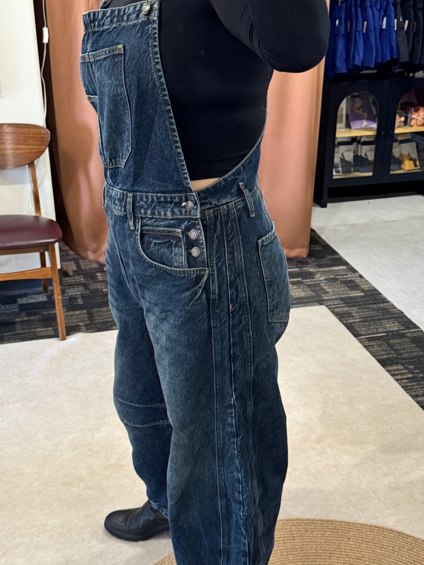 Free People good luck barrel overalls