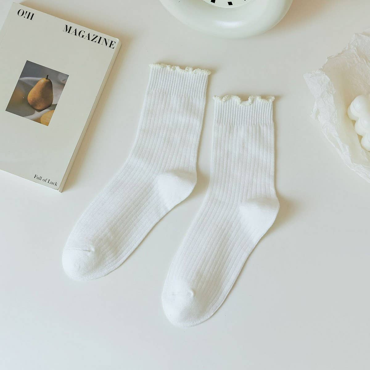 ACCITY - SOLID COLOR RUFFLED ALL-MATCH SOCKS