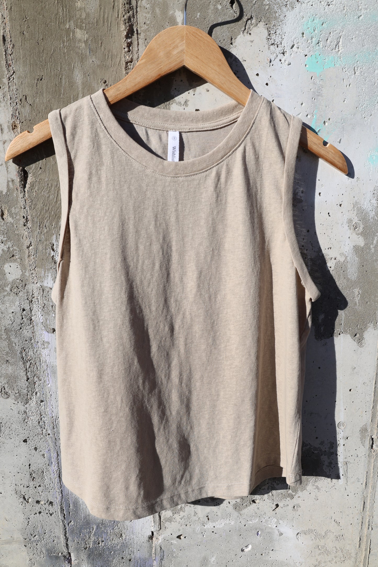 Wishlist - Taupe Cotton Rolled-sleeve Tank