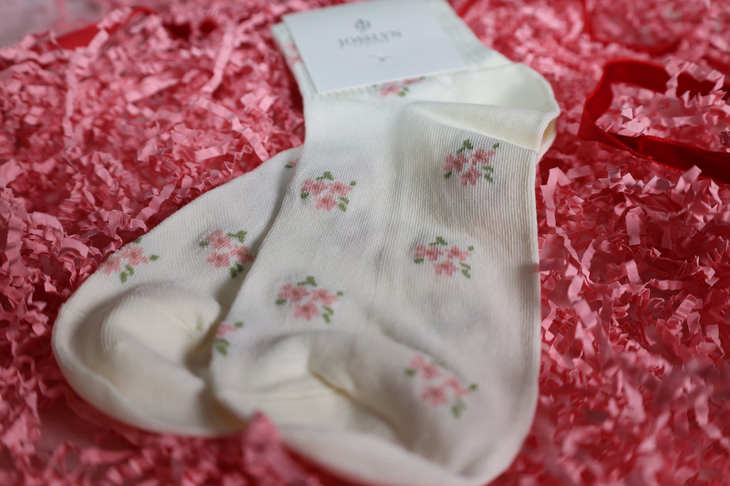 Short floral pink socks