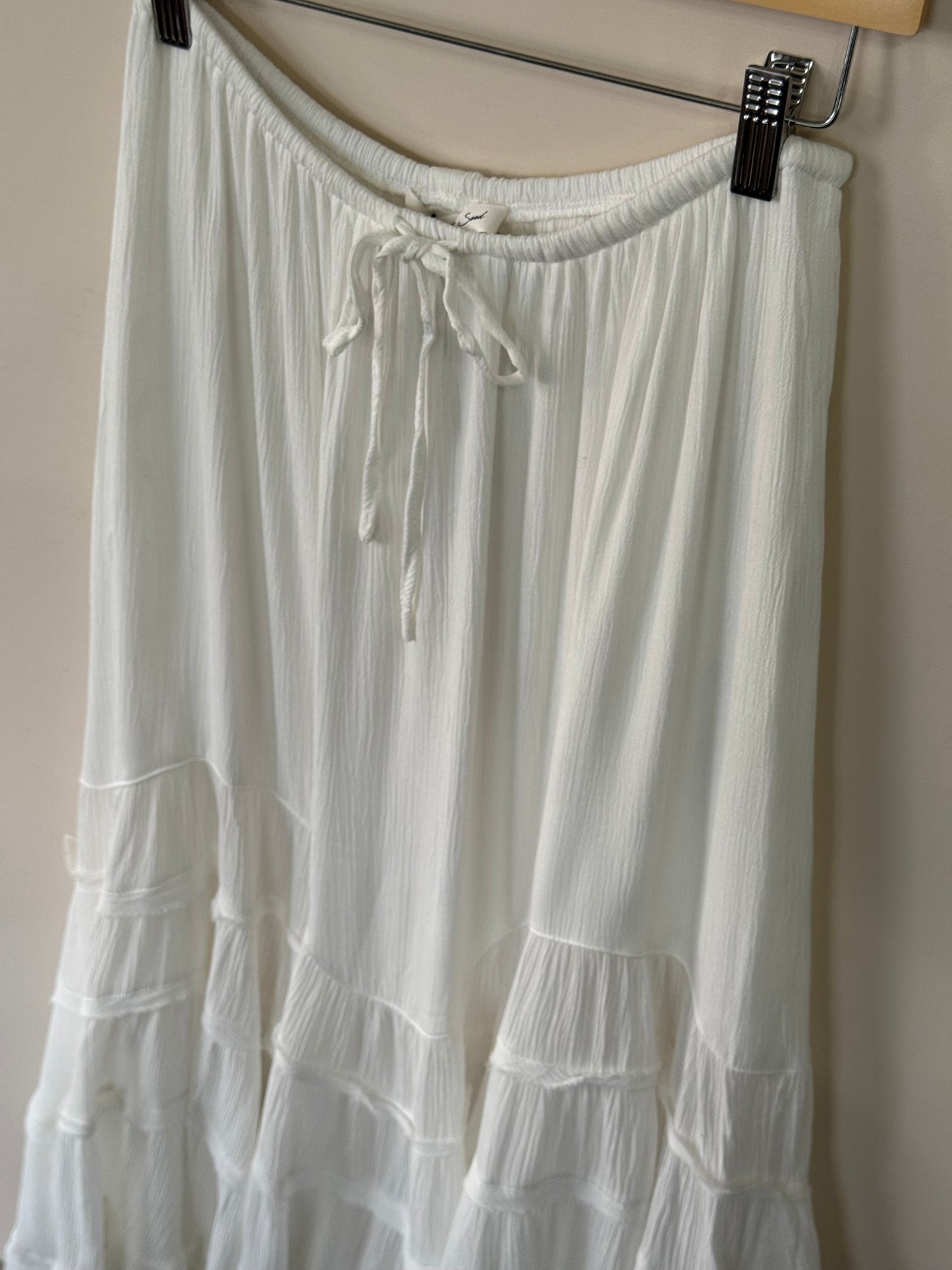 Mustard Seed - Cascading Tiers Lace Trim Maxi Skirt