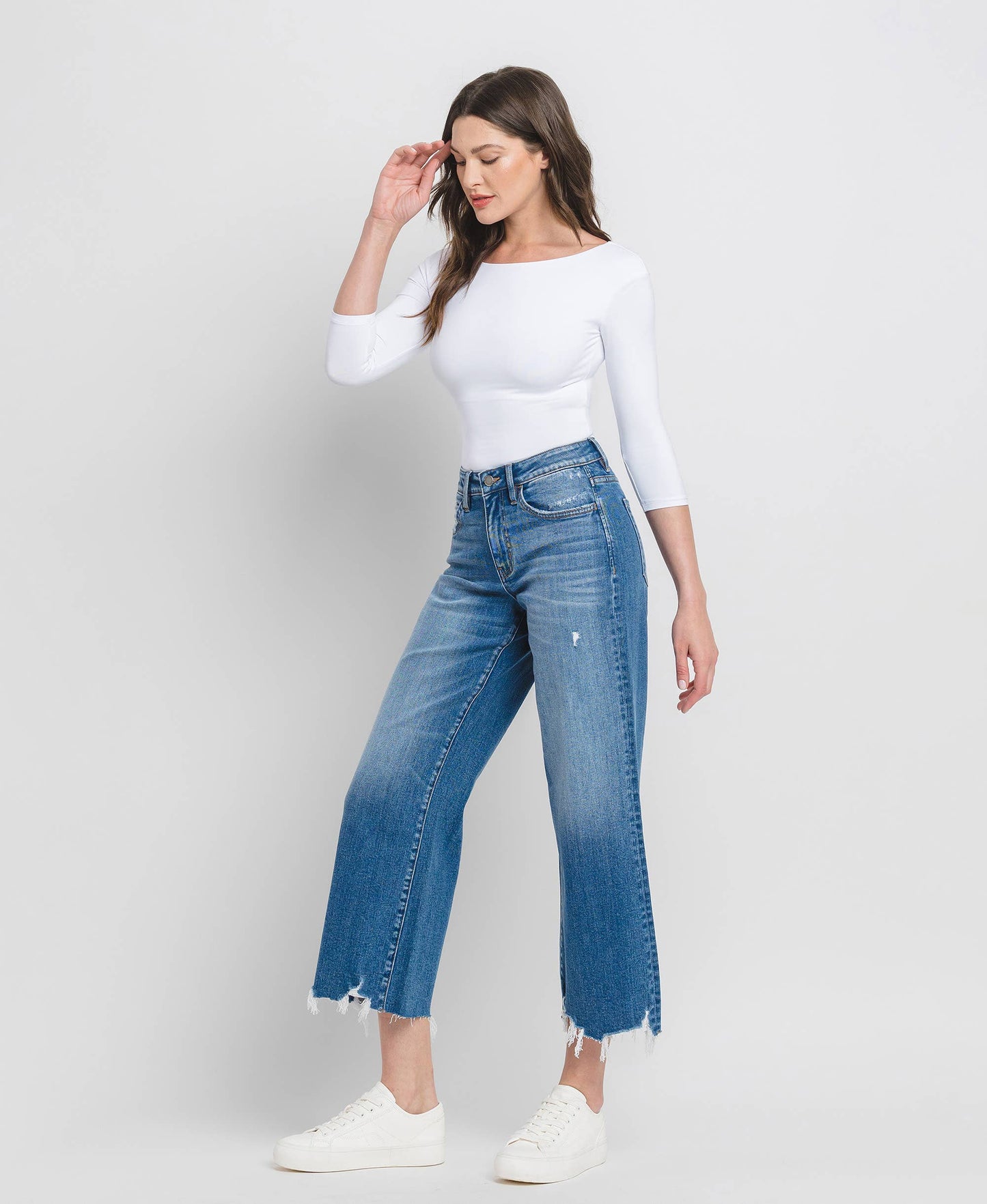 FLYING MONKEY - HIGH RISE CROP WIDE LEG JEANS