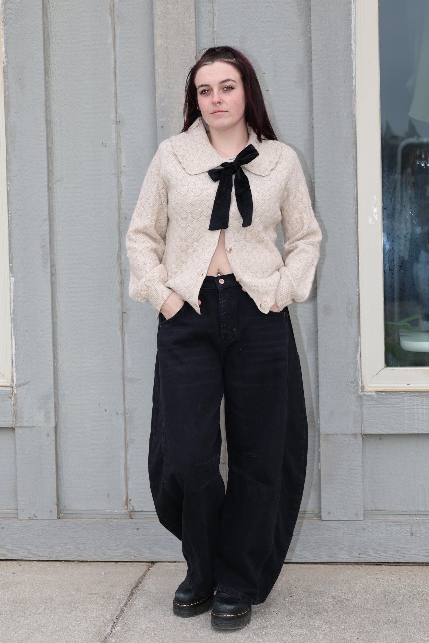 Buttermelon - Front tie Cardigan w/ Velvet Bow