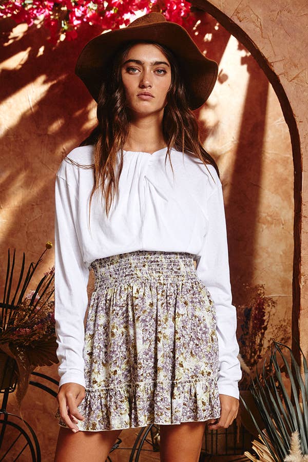 BUCKETLIST - Ruffled Skirt W Smocked Details