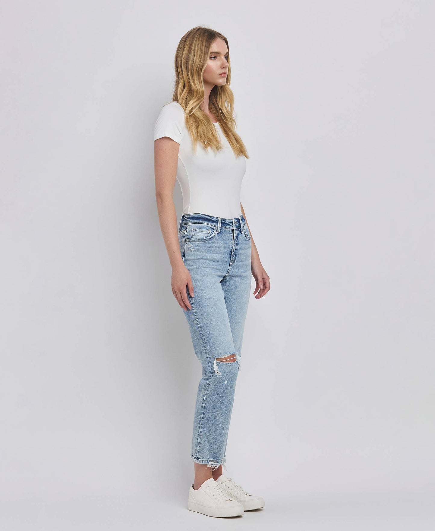 FLYING MONKEY - HIGH RISE DISTRESSED STRAIGHT JEANS