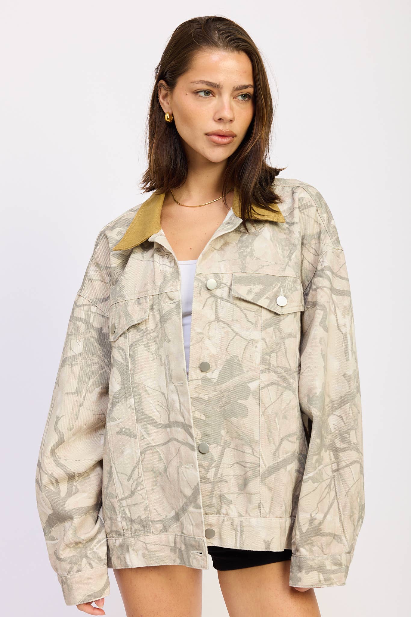 Emory Park - WOOLAND CAMO OVERSIZED TRUCKER JACKET