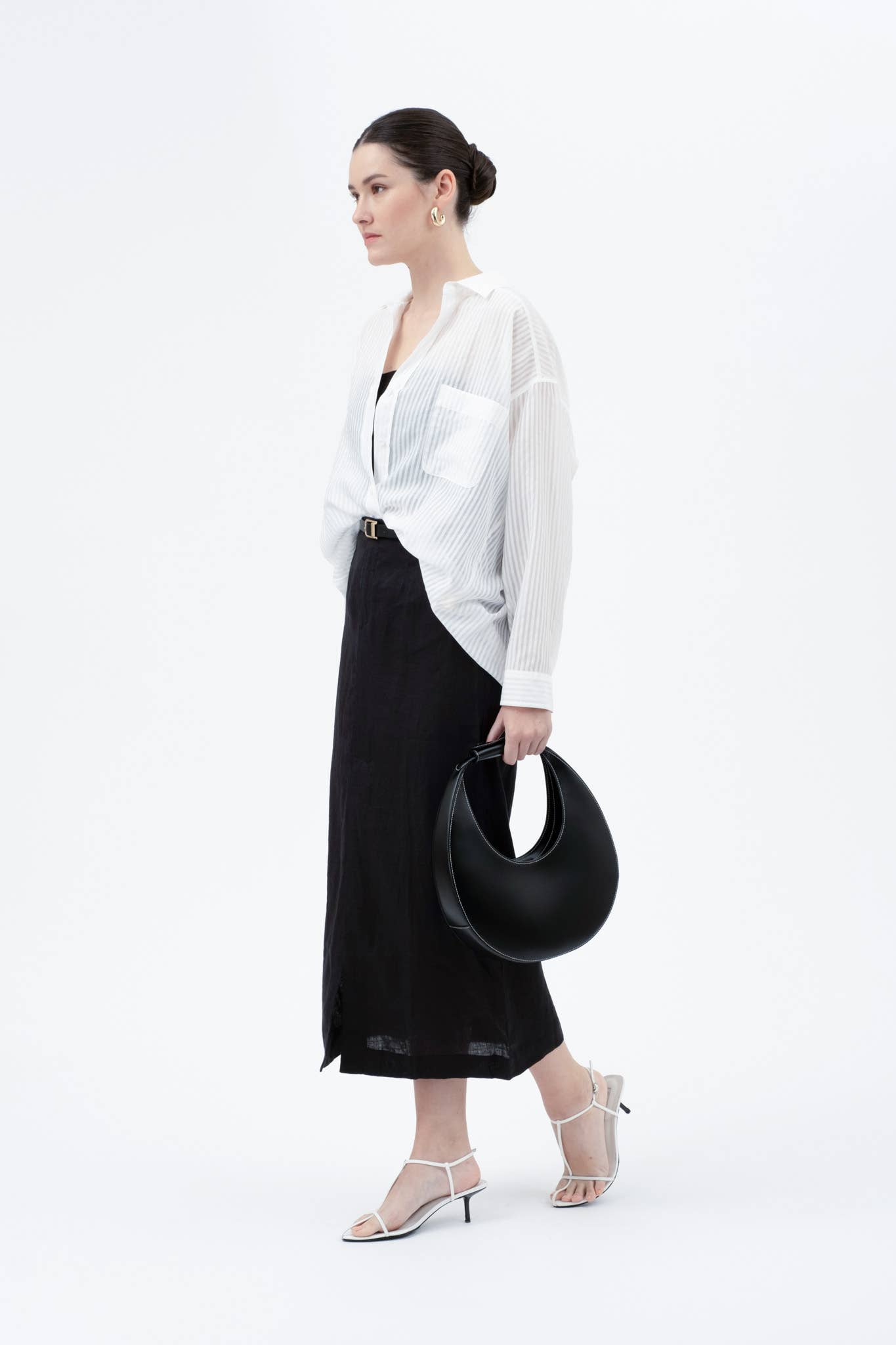 The Workshop Studio - STRIPE SHEER OVERSIZED COLLARED BUTTON DOWN SHIRT