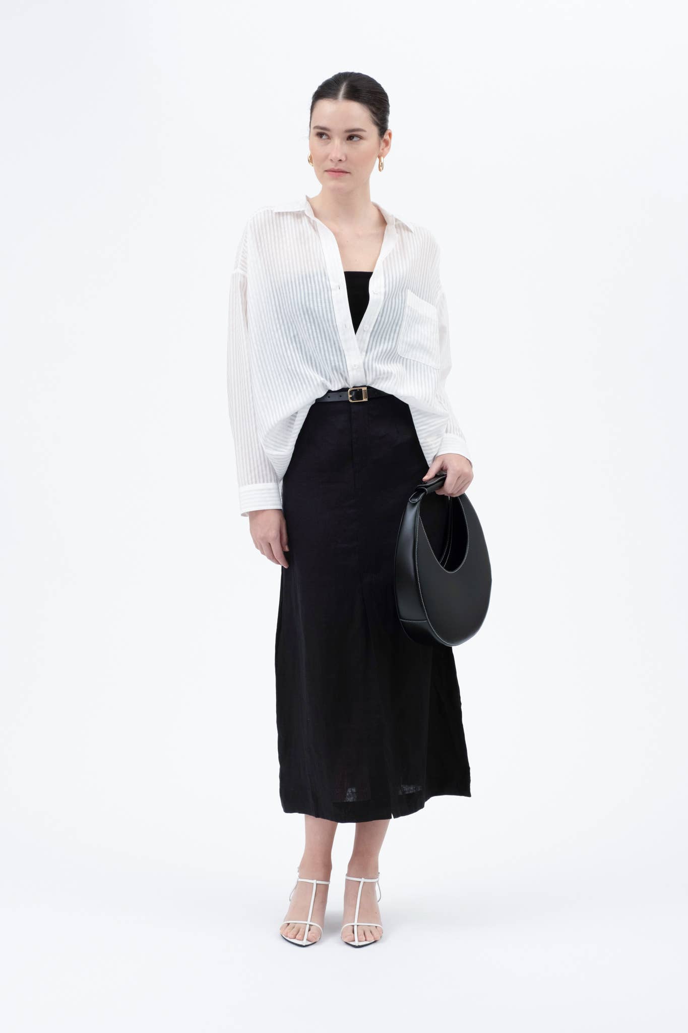 The Workshop Studio - STRIPE SHEER OVERSIZED COLLARED BUTTON DOWN SHIRT