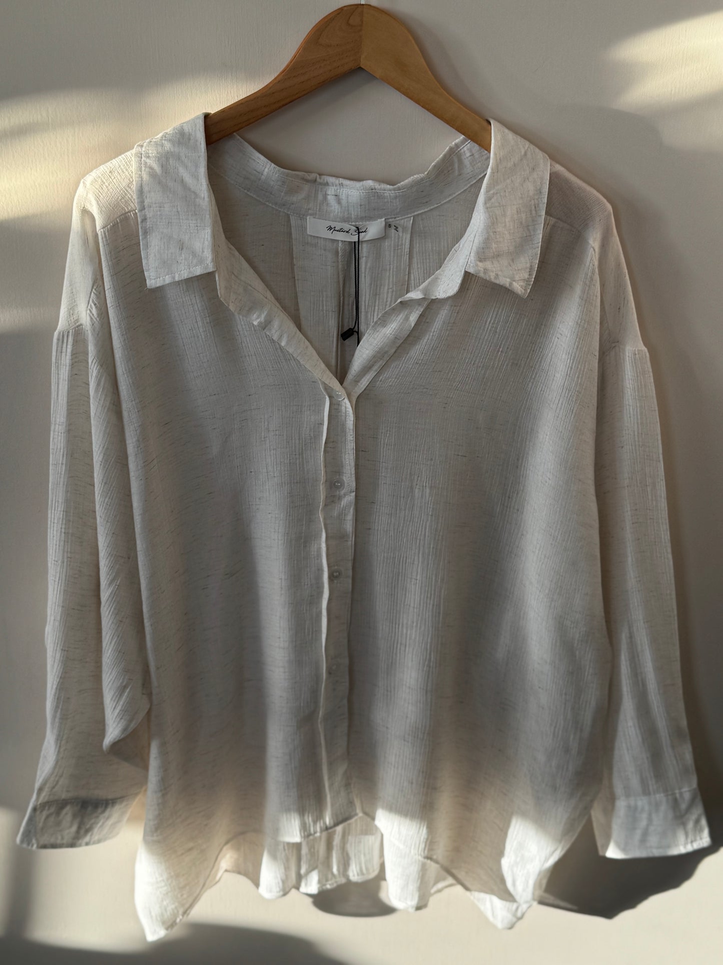 Mustard Seed - Crinkled Oversized Button-up Shirt