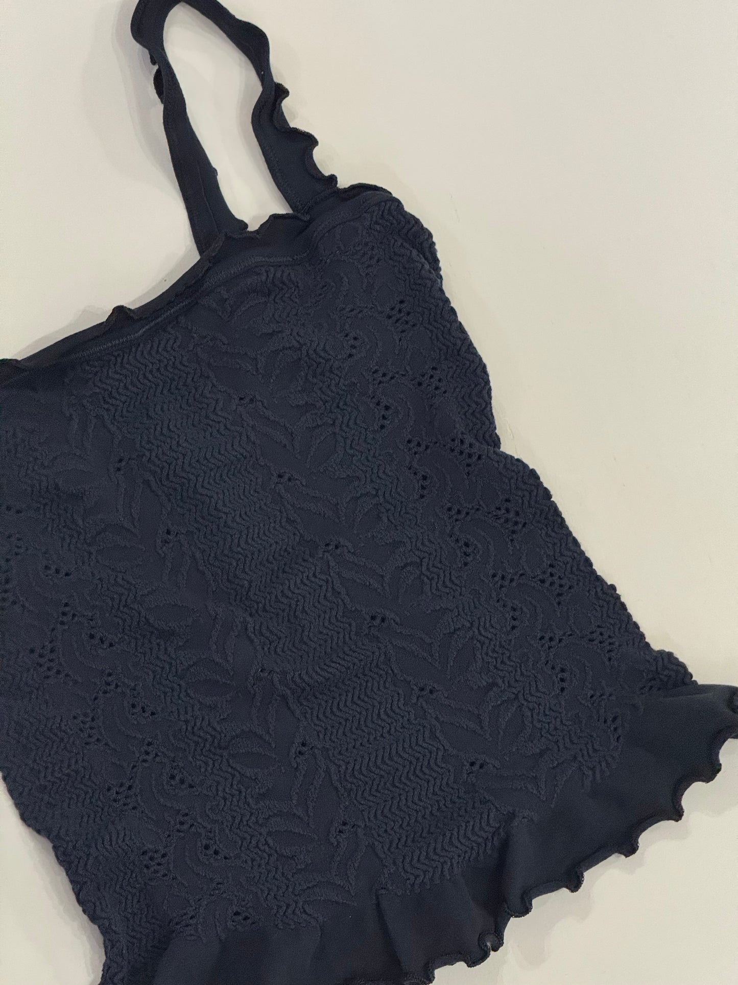 Free People Intimates Black Frilly Tank