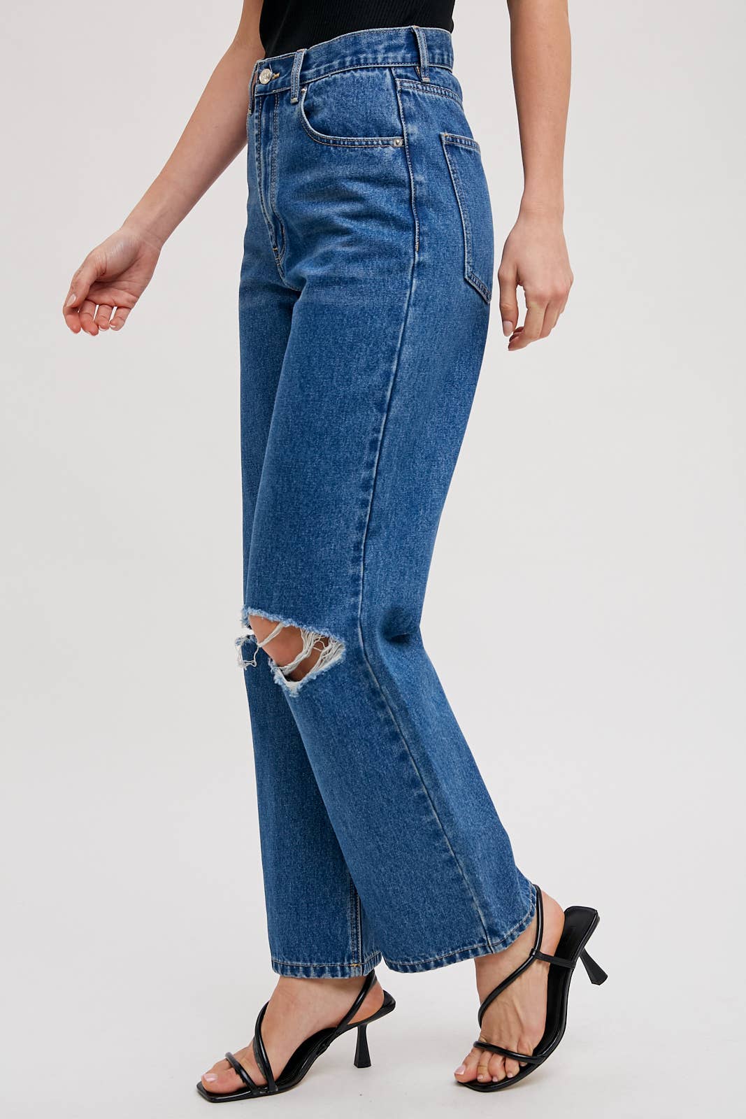 Bluivy - HIGH RISE DISTRESSED DENIM JEANS