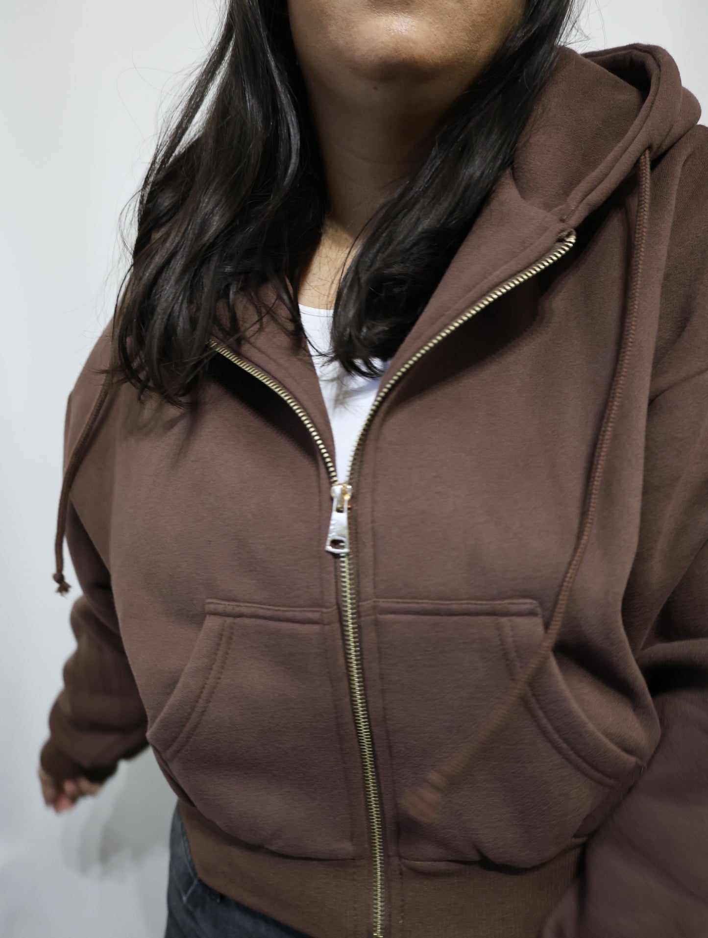 Kimberly c cozy fleece crop full zip hoodie