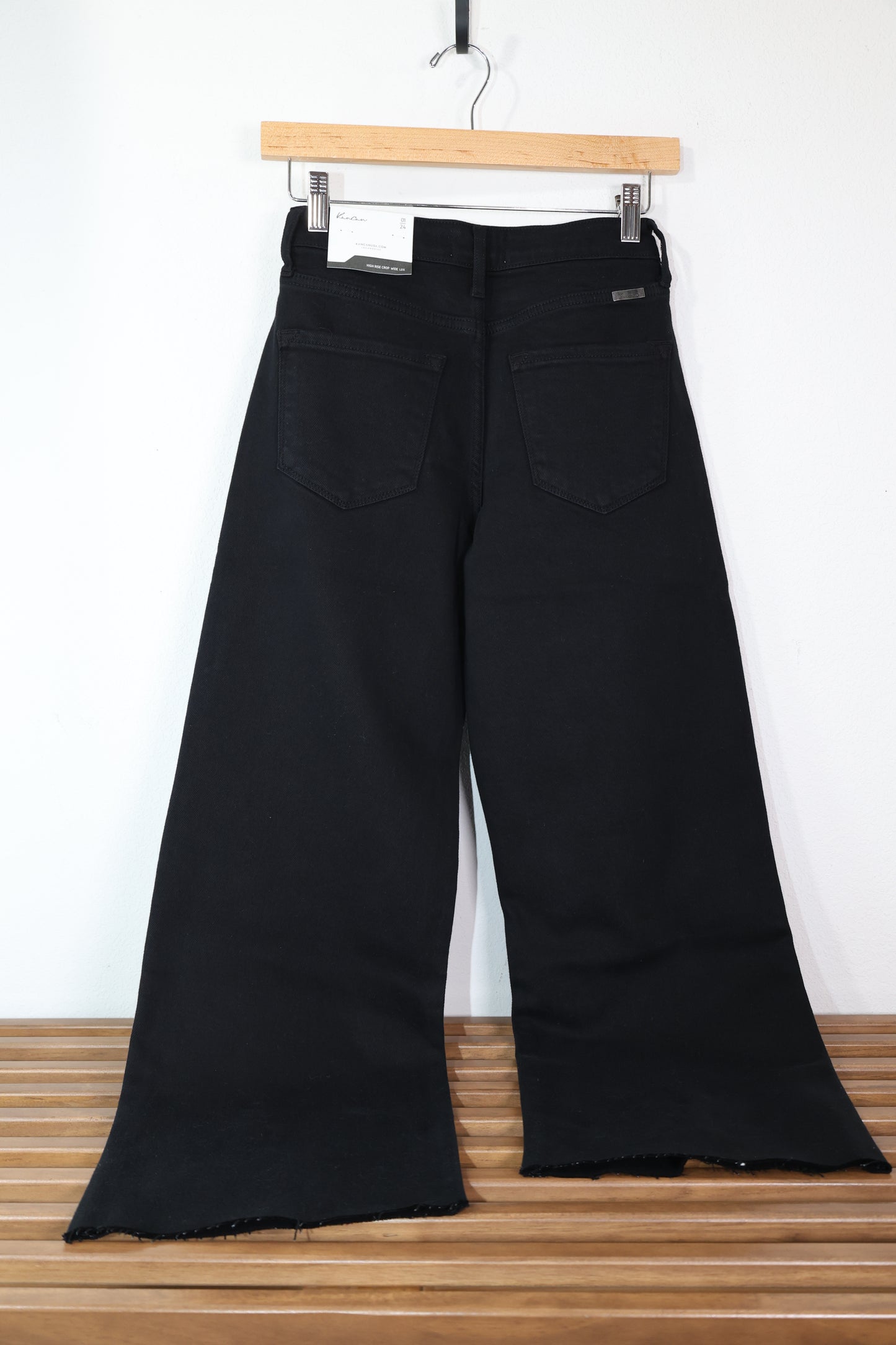 Kan Can USA - TRUE BLACK HIGH RISE CROP WIDE LEG JEANS
