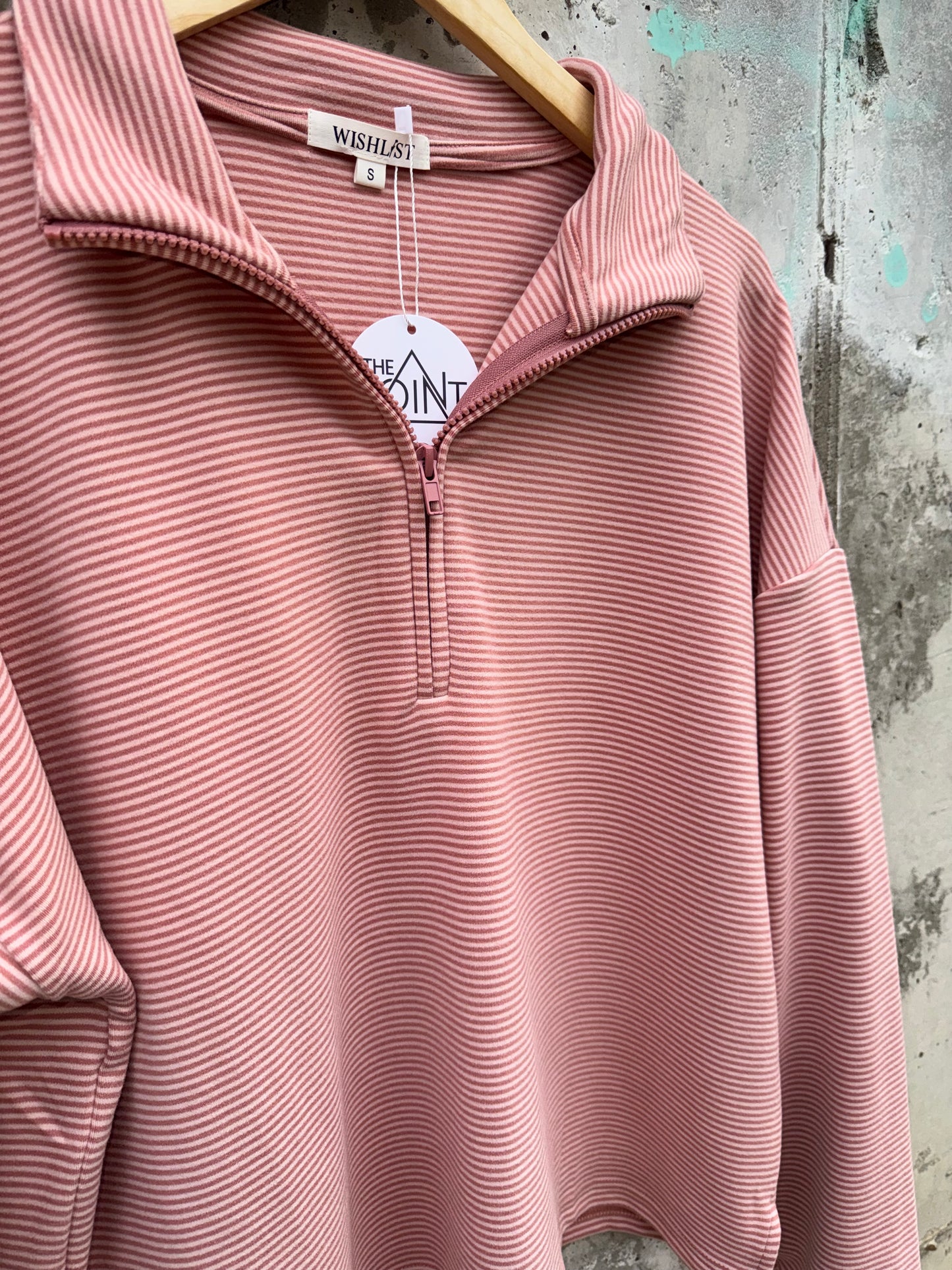 Wishlist - Soft Pink Stripe Quarter Zip