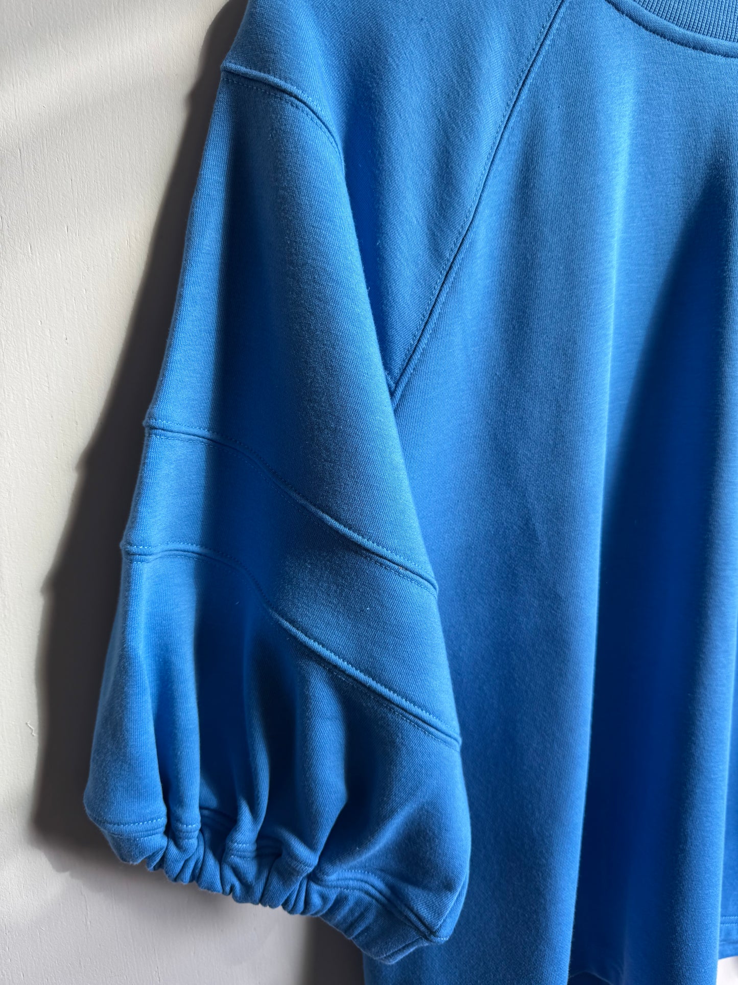 Rae Mode - Aqua French Terry Bubble Hem Short Sleeve Crewneck