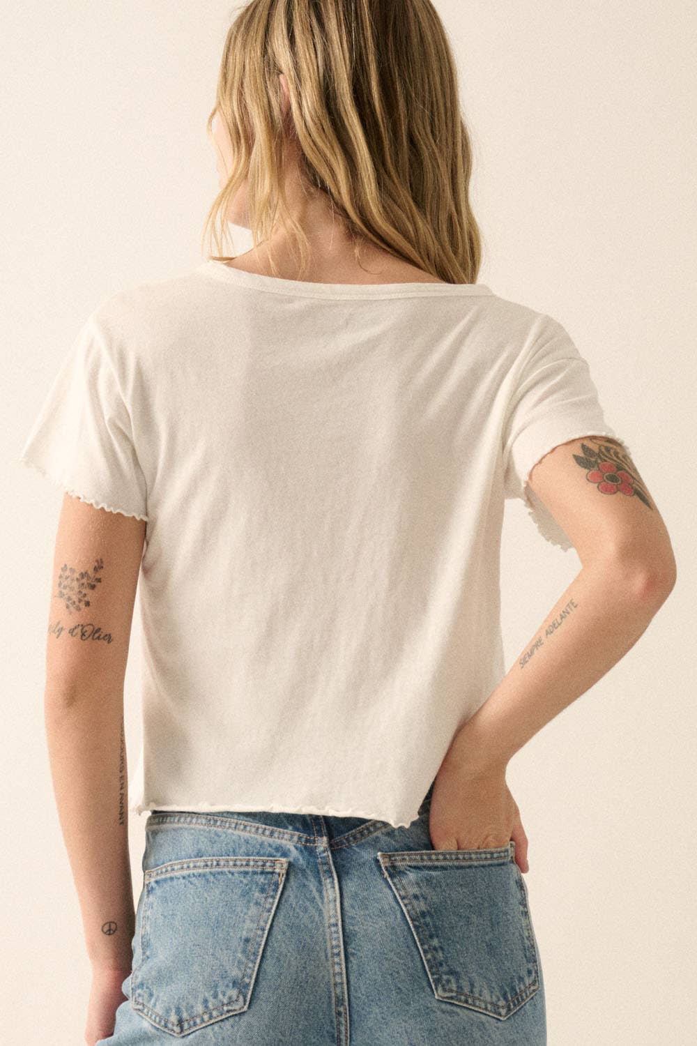Promesa USA - Hand-Drawn Cocktails Cropped Graphic Baby Tee