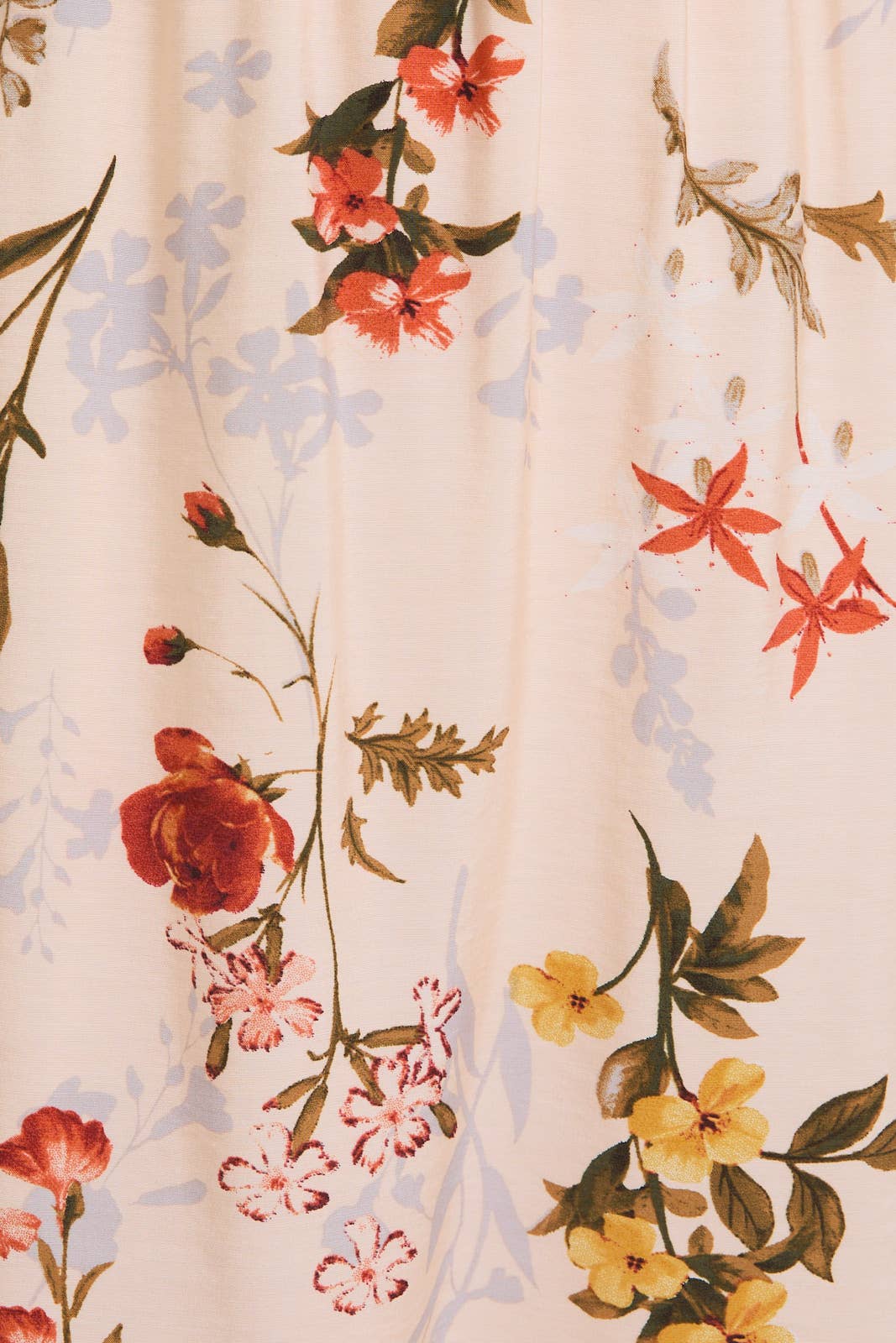 GILLI - PLUS SIZE SQUARE NECK LONG SLEEVE FLORAL PRINT SMOCKING DRESS