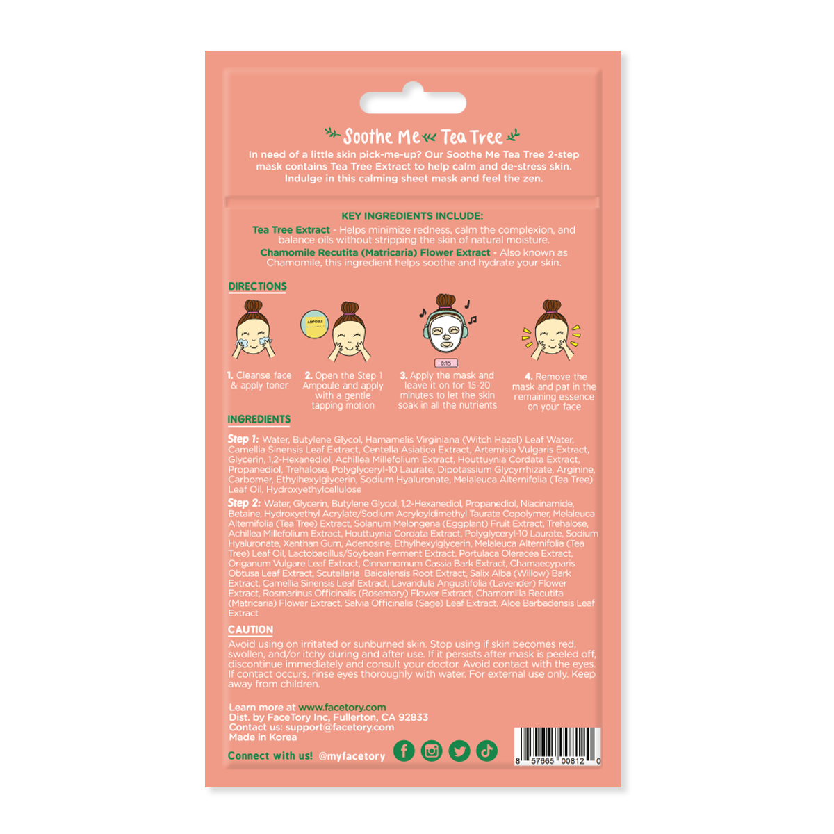 FaceTory - Face Mask - K-Beauty - 2-Step Clearing - Soothe Me Tea Tree