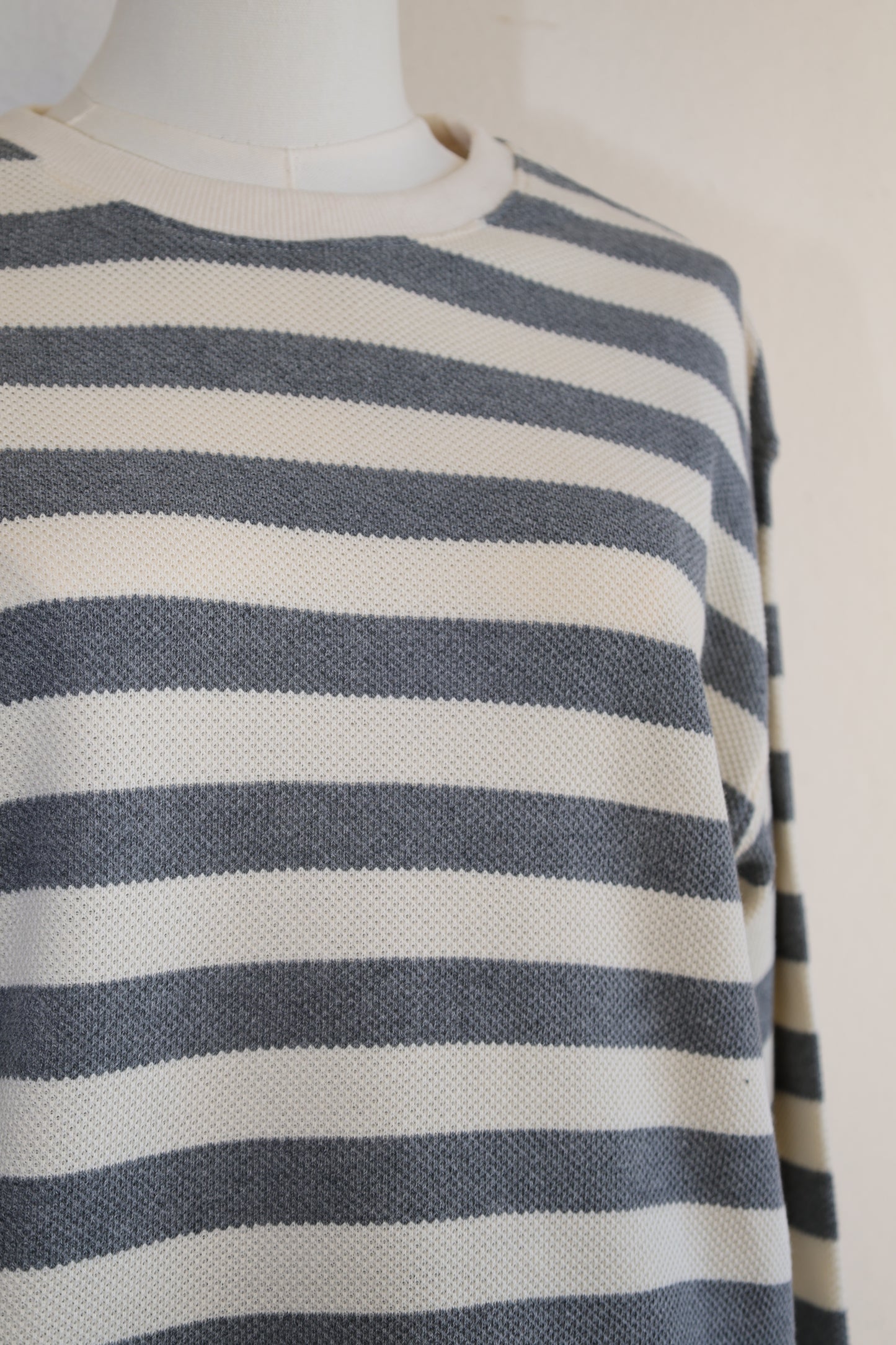 BY TOGETHER Knit Cotton Striped Crew Neck Long Sleeve Sweatshirt