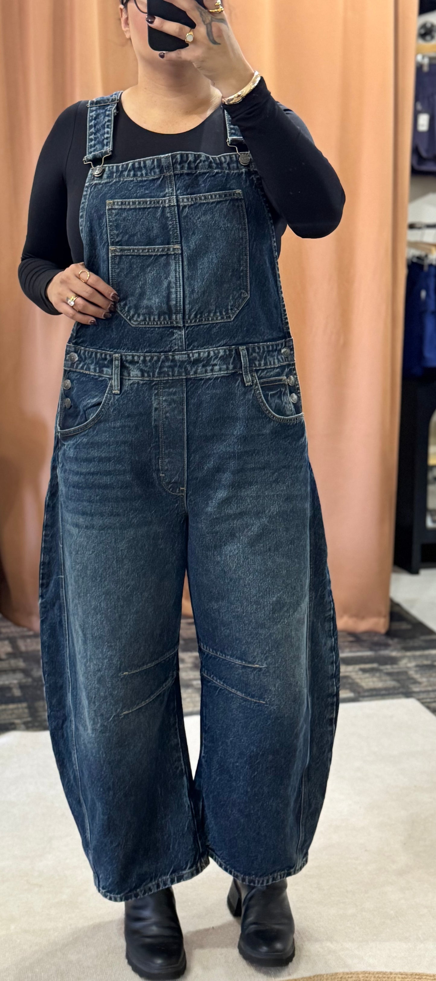 Free People good luck barrel overalls