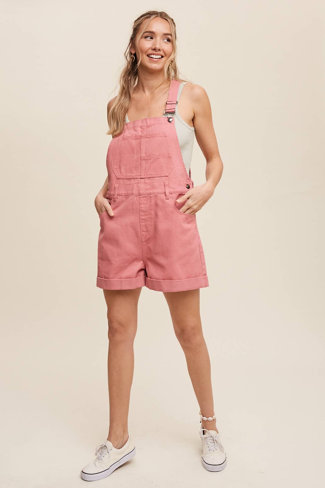 Listicle - Washed Cotton Twill Short Overalls