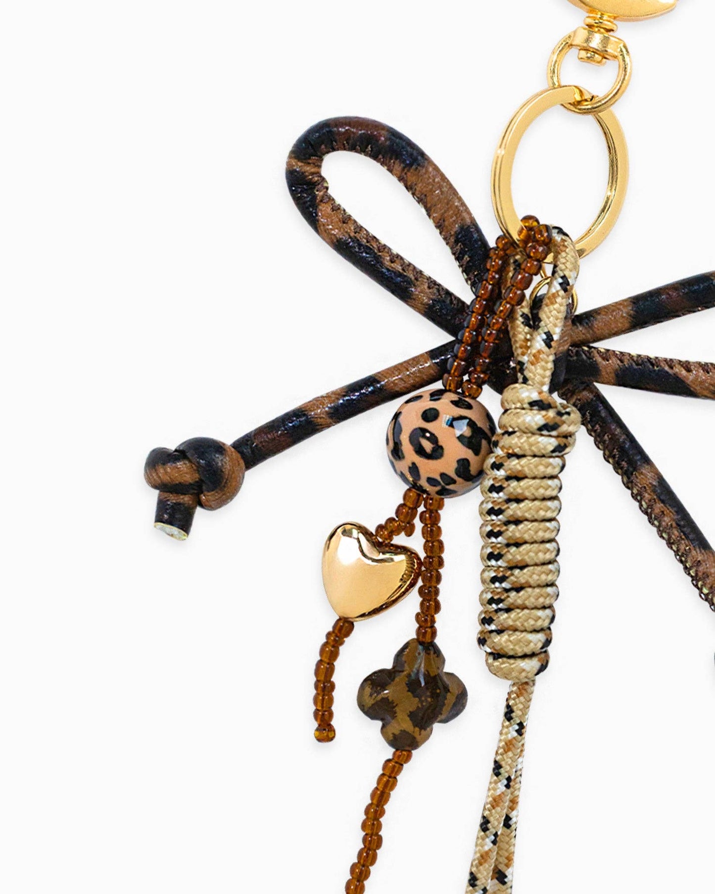 Sessori - Leather Leopard Rope Knot Dangle Bag Charm