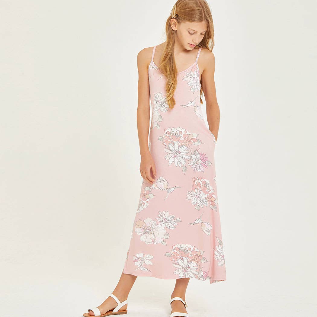 Good Girl - Floral Sleeveless Maxi Cami Dress