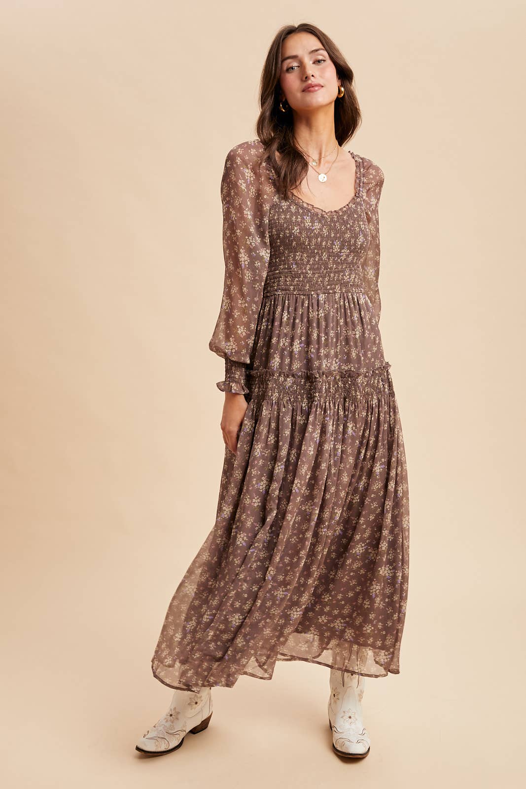 In Loom - SMOCKED FLORAL MAXI DRESS