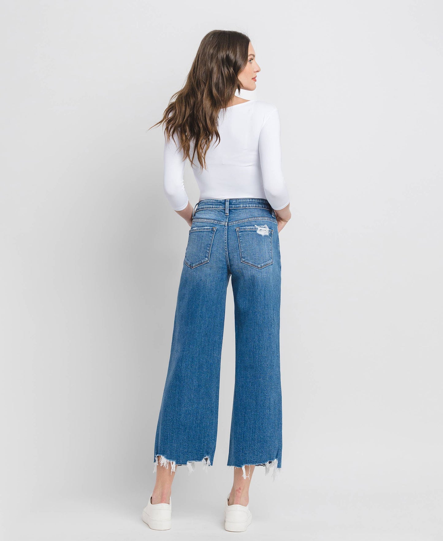 FLYING MONKEY - HIGH RISE CROP WIDE LEG JEANS