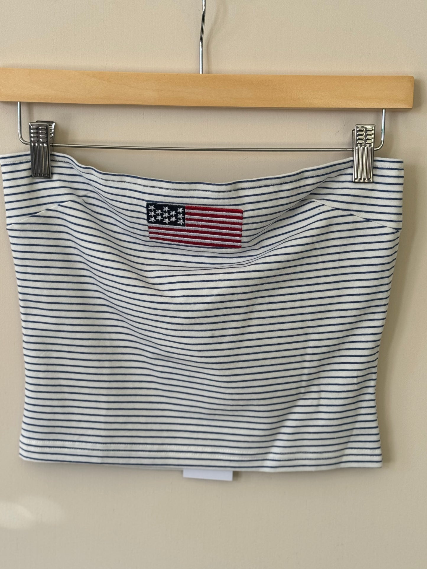 Buttermelon - White & Blue Striped American Flag Tube Top