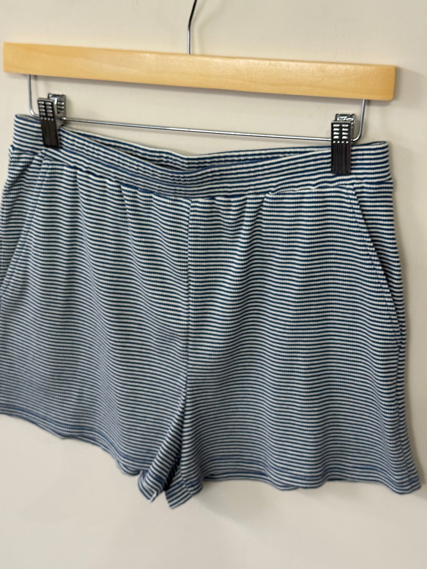 Things Between - Blue/White Striped Ribbed Lounge Shorts w/ Pockets
