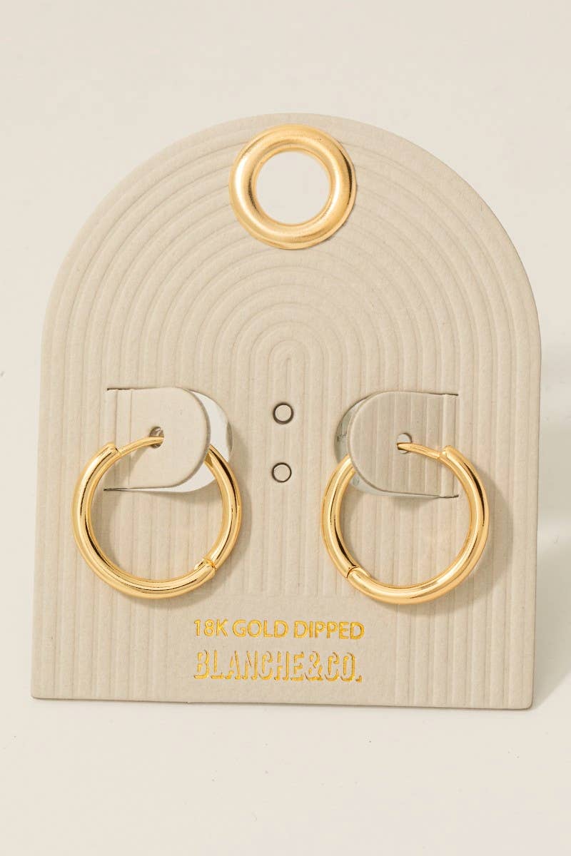 Fame Accessories - Gold Dipped Thin Tube Hinge Hoop Earrings