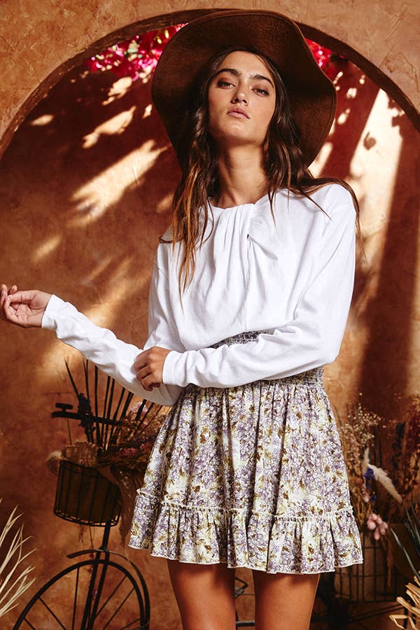BUCKETLIST - Ruffled Skirt W Smocked Details