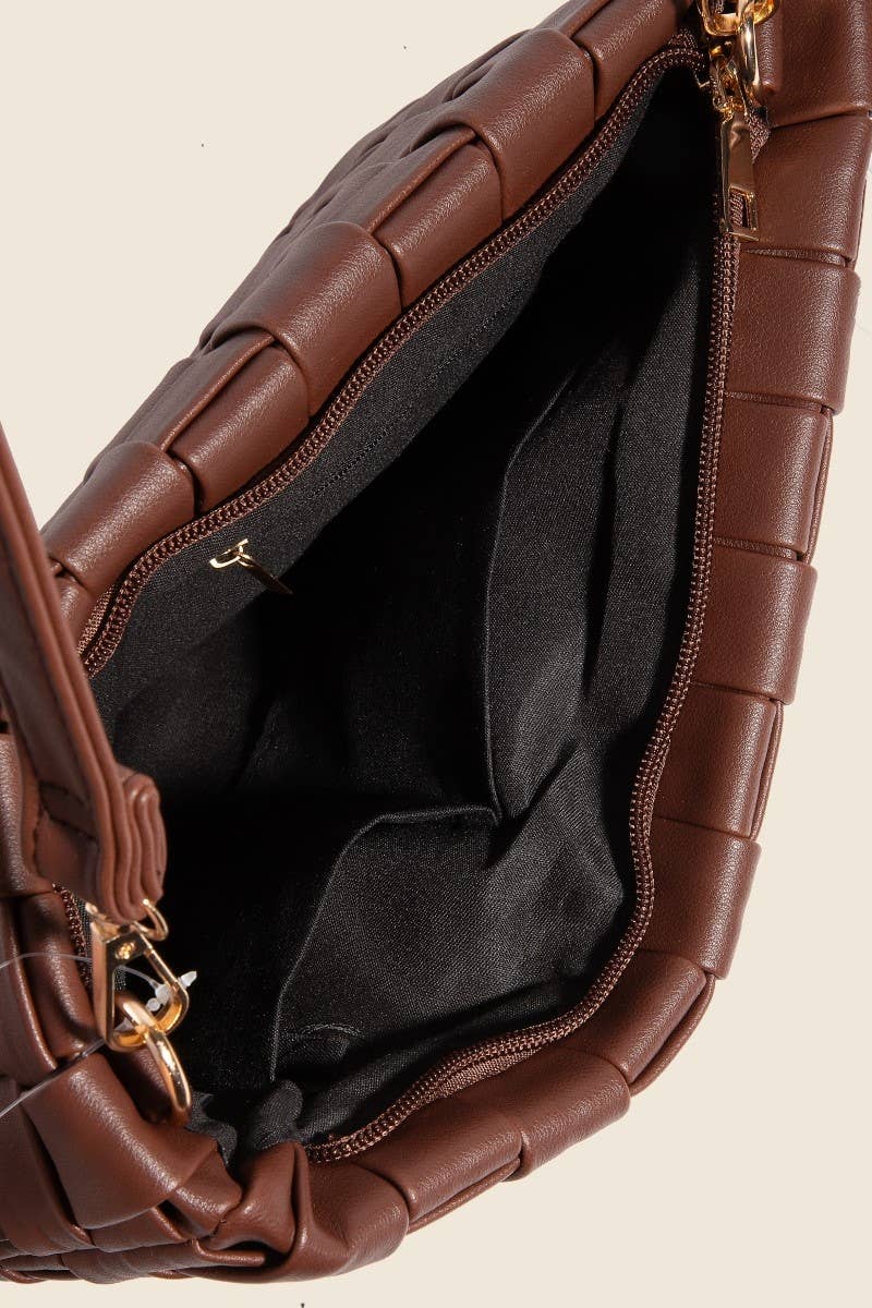 Faux Leather Basket Weave Hand Bag