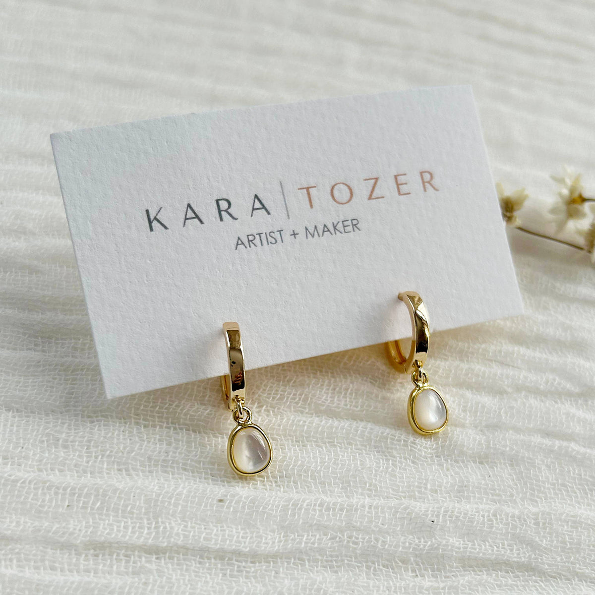 KARA | TOZER - Mother Of Pearl Charm Hoops
