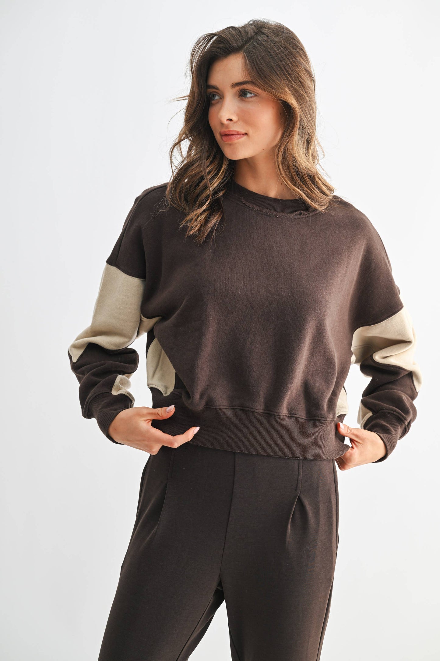 Mono B - Vintage Vibes Color Block Sweatshirt