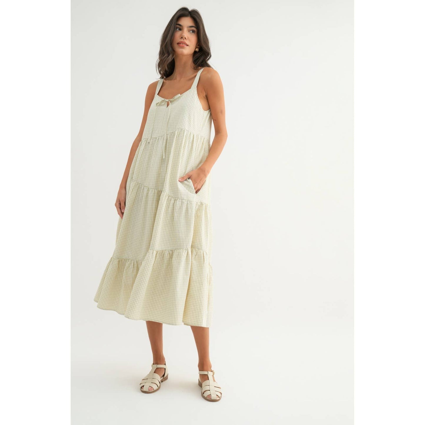 Wishlist Apparel - PLAID ASYMMETRICAL TIERED MIDI DRESS