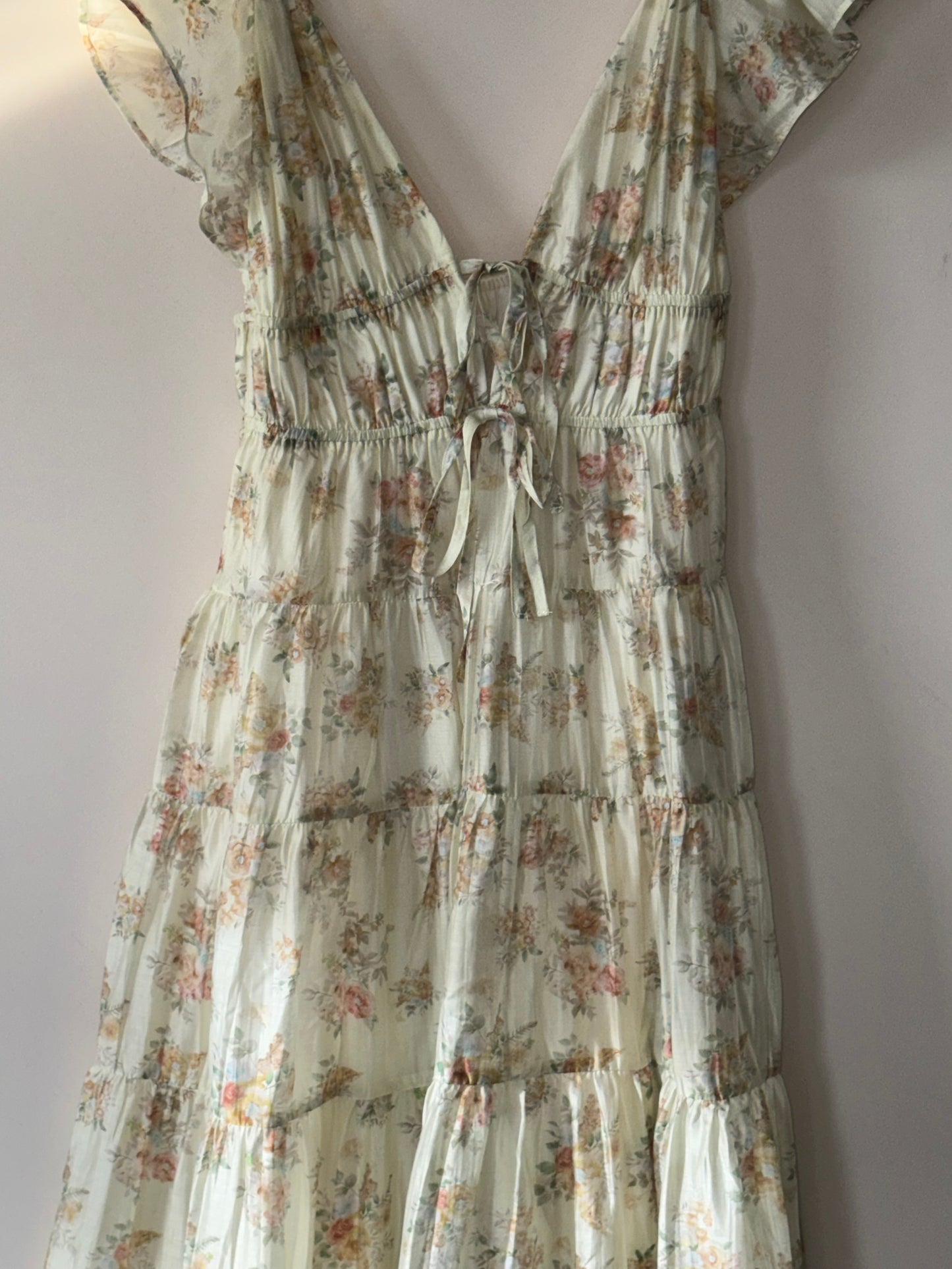 Storia - Tiered Multi-color Floral Ruffle-sleeve Sundress