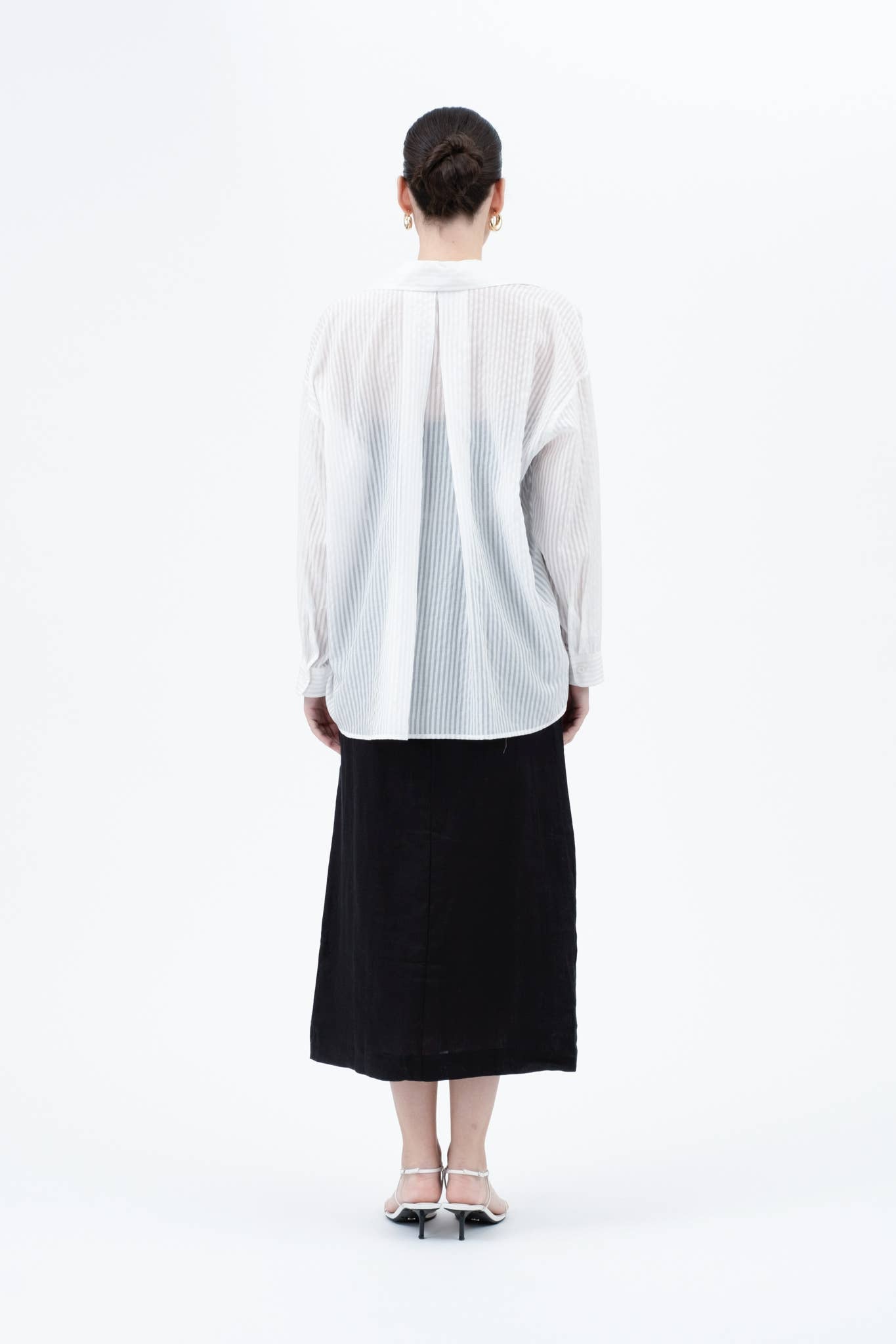 The Workshop Studio - STRIPE SHEER OVERSIZED COLLARED BUTTON DOWN SHIRT